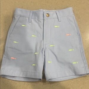 The Beaufort Bonnet Company Light Blue Fish Embroidered Boys Shorts
